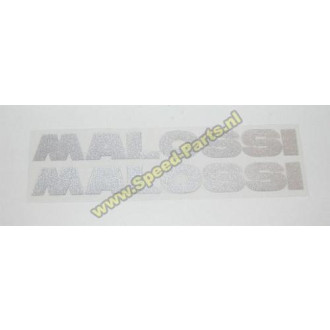 Sticker Malossi woord zilver 30cm (2x)